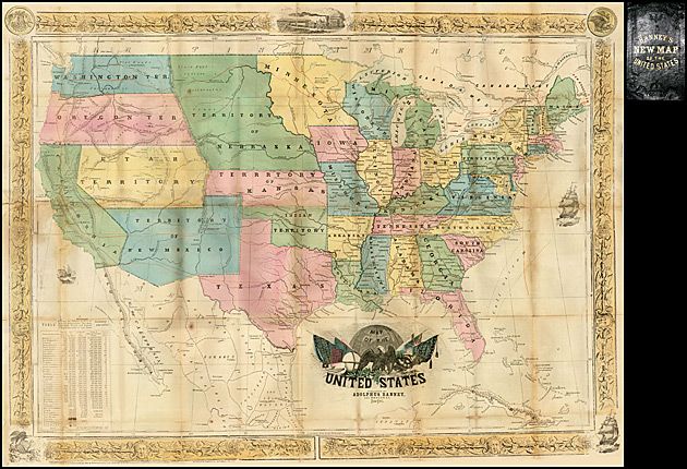 Dziki zachód - mapa USA z 1854 roku