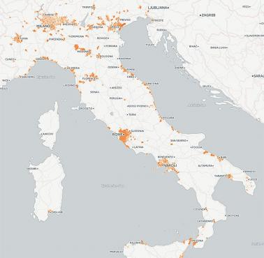 Połowa populacji Włoch mieszka na zaznaczonym obszarze.