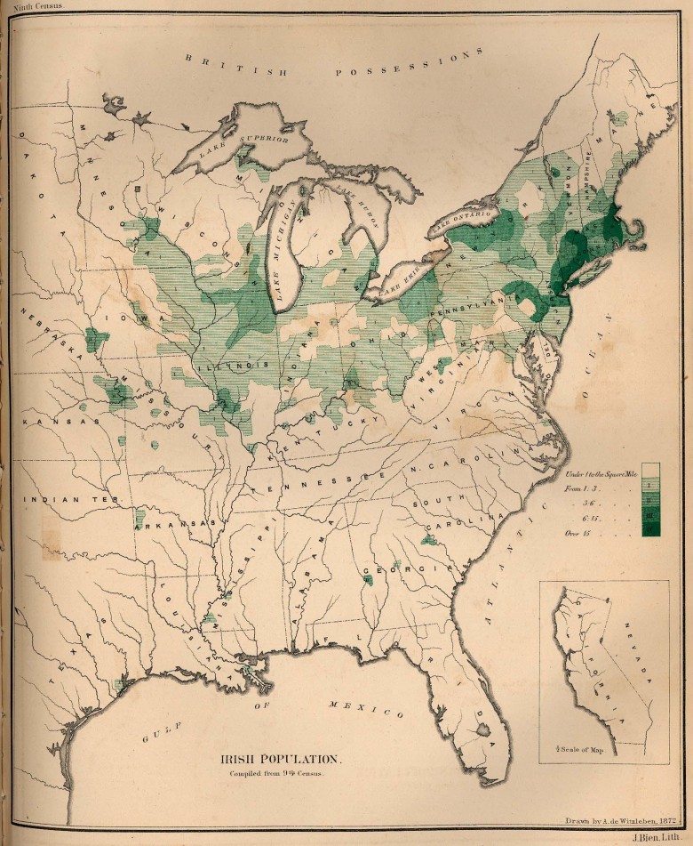 Emigranci z Irlandii w USA (dane z 1872 roku)