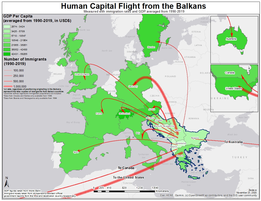 Emigracja ludności z Bałkanów w latach 1990-2019