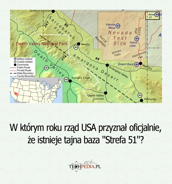 W którym roku rząd USA przyznał oficjalnie, że istnieje tajna baza Strefa 51?