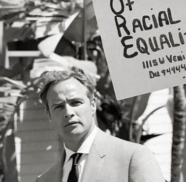 Marlon Brando podczas politycznej akcji organizowanej przez Congress of Racial Equality in Torrance (Los Angeles).