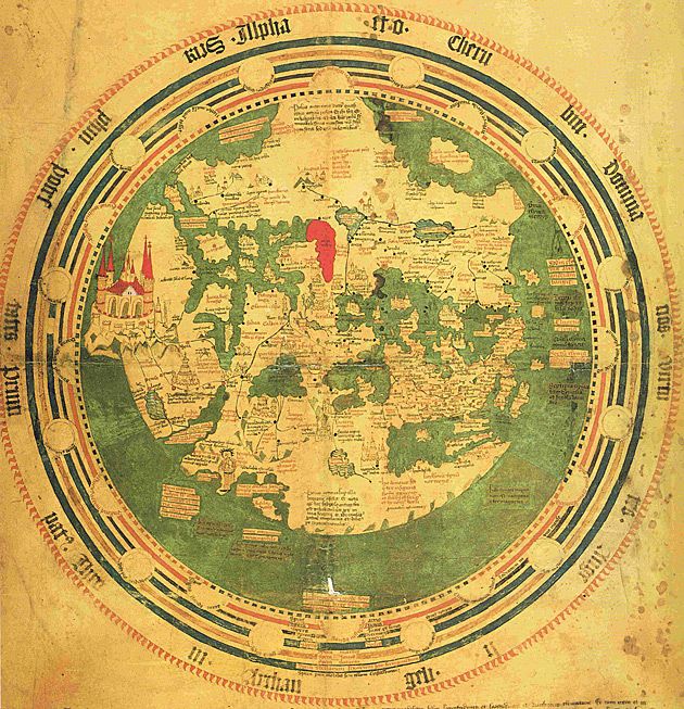 Mappa mundi niemieckiego kartografa Andreasa Walspergera z roku 1449
