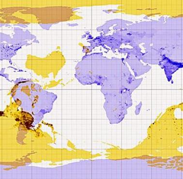 Mapa pokazująca gdzie byśmy wyszli kopiąc tunel przez środek Ziemi.