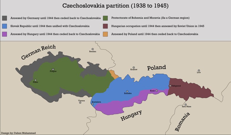 Rozpad Czechosłowacki od 1938 do 1945 roku