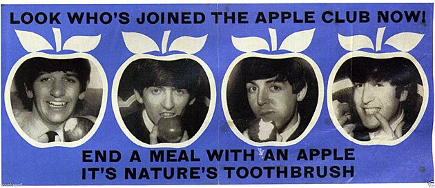 Zespół The Beatles wspiera akcję promującą dbanie o zęby Look Who's Joined The Apple Club Now!.