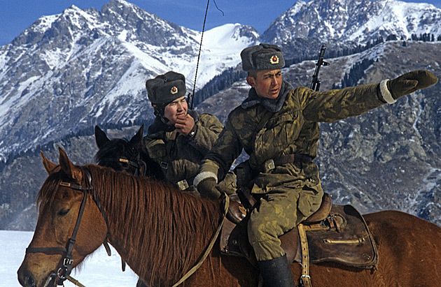 Rosyjski patrol na granicy ZSRR - Chiny, obecnie Kazachstan - Chiny.