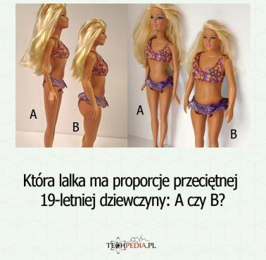 Która lalka ma proporcje przeciętnej 19-letniej dziewczyny: A czy B?