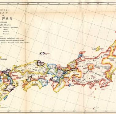 Mapa feudalna Japonii przed bitwą pod  Sekigaharą