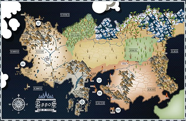 Mapa świata z serialu Gra o tron