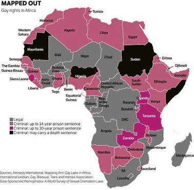 Kary za homoseksualizm (sodomię) w Afryce