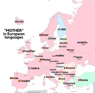 Słowo "mama" w różnych europejskich językach