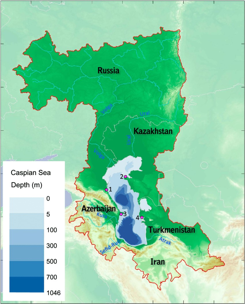 Mapa dorzecza Morza Kaspijskiego