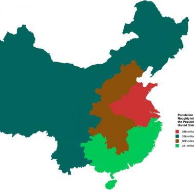 Populacja Chin podzielona na 4 podobne obszary