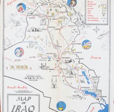 Mapa turystyczna Iraku (lata 50. XX wieku)