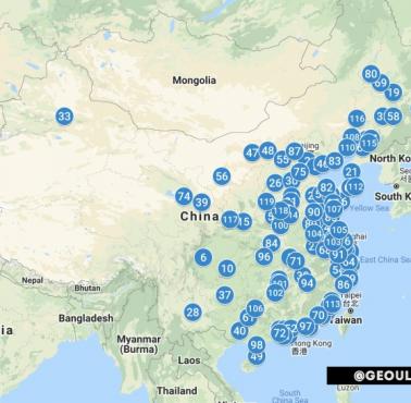 Miasta w Chinach powyżej 1 mln mieszkańców