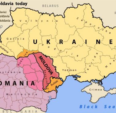 Obecne granice dawnego księstwa Mołdawii