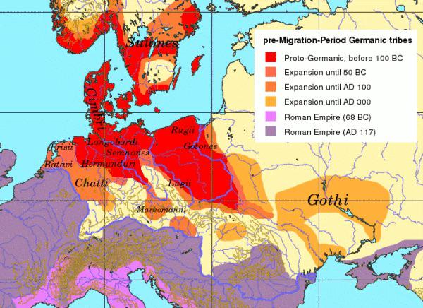 Ekspansja plemion germańskich, 100 p.n.e. - 170 rok n.e.