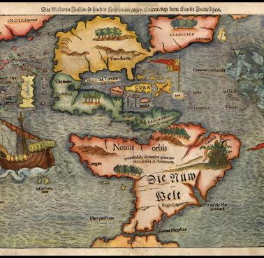 Mapa Nowego Świata (obu Ameryk) wydana w 1544 roku (lub 1540), autorstwa Sebastiana Münstera