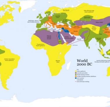 Mapa świata w 2000 roku p.n.e. wraz z podziałem kulturowym