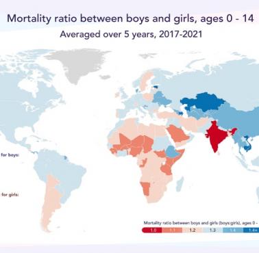 Różnice w śmiertelności chłopców i dziewcząt na całym świecie w latach 2017-2021