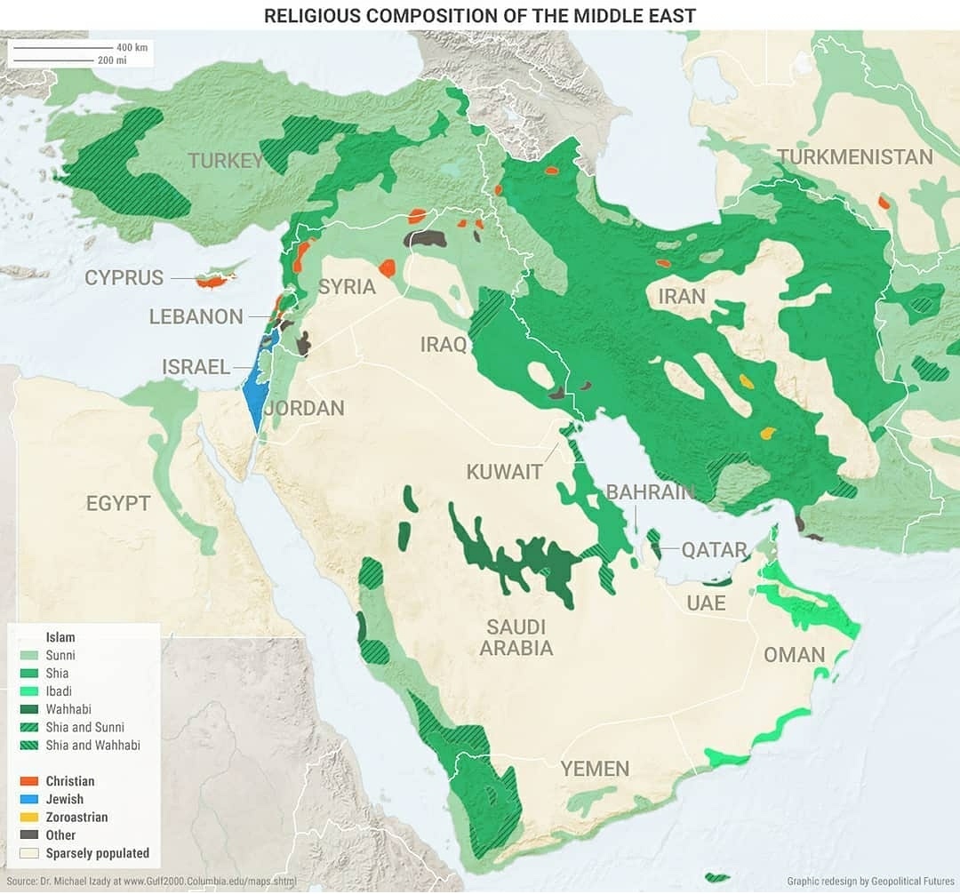 Mapa religii na Bliskim Wschodzie