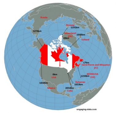 10 krajów położonych najbliżej Kanady