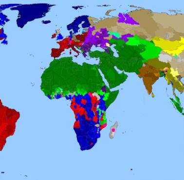 Mapa z naniesionymi religiami