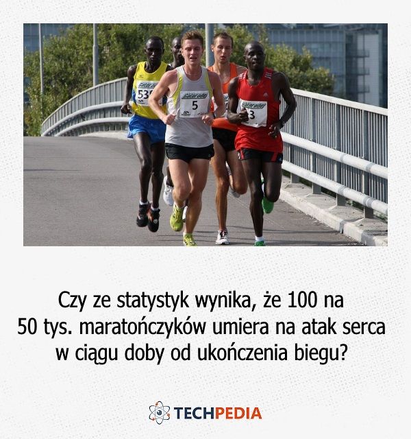 Czy ze statystyk wynika, że 100 na 50 tys. maratończyków umiera na atak serca w ciągu doby od ukończenia biegu?