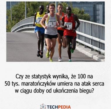 Czy ze statystyk wynika, że 100 na 50 tys. maratończyków umiera na atak serca w ciągu doby od ukończenia biegu?