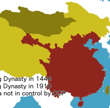 Rozmiar Chin dynastii Ming 1444 i Qing 1910