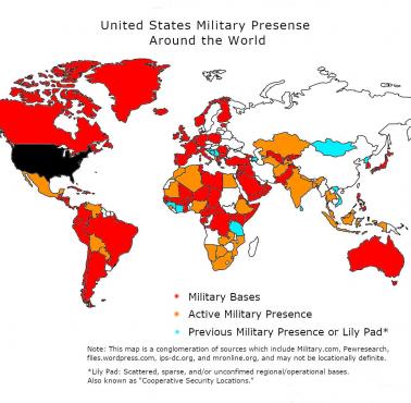 Amerykańskie bazy wojskowe na świecie, w tym obszary wzmożonej aktywności