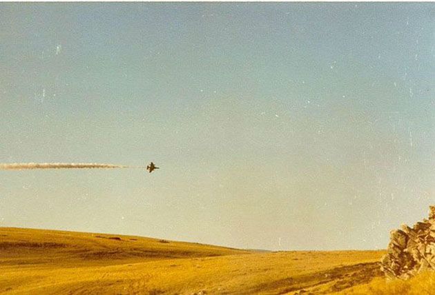 Tafiony przez Brytyjczyków argentyński myśliwiec Douglas A-4 Skyhawk (San Carlos, Falklandy).