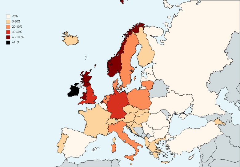Ludność USA według pochodzenia w stosunku do populacji ojczystej