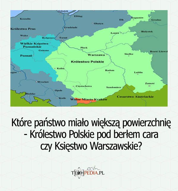 Które państwo miało większą powierzchnię - Królestwo Polskie pod berłem cara czy Księstwo Warszawskie?