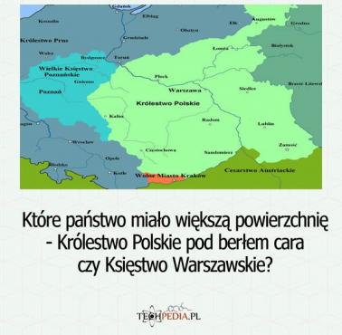 Które państwo miało większą powierzchnię - Królestwo Polskie pod berłem cara czy Księstwo Warszawskie?