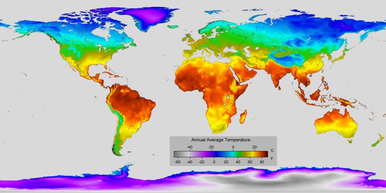 Średnia roczna temperatura na świecie