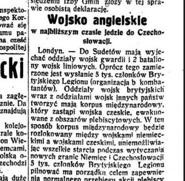 Fragment gazety Gońca Częstochowskiego z 4 października 1938 roku, w dniu podpisania Układu Monachijskiego.