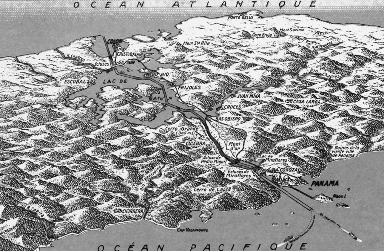 Mapa Kanału Panamskiego z 1910 roku