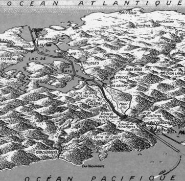 Mapa Kanału Panamskiego z 1910 roku