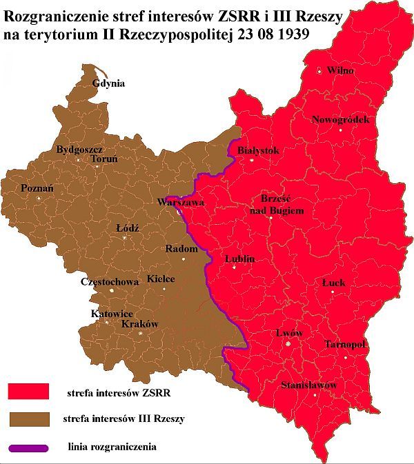 Rozgraniczenie stref interesów ZSRR i III Rzeszy na terytorium II Rzeczypospolitej - 23 08 1939