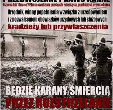 Kara dla urzędników w prawie karnym II RP za kradzież lub przywłaszczenie środków publicznych.