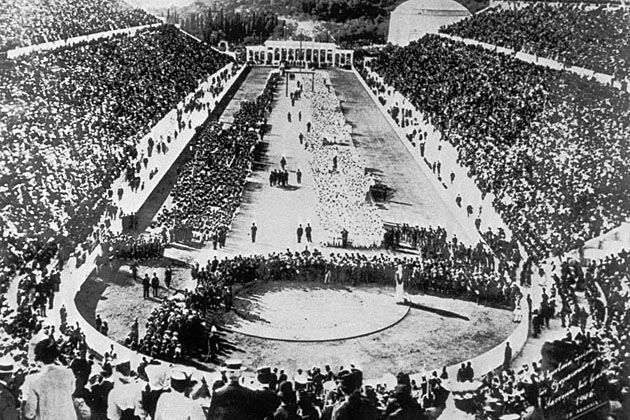 Ceremonia otwarcia pierwszej nowożytnej Olimpiady (Ateny, Grecja).