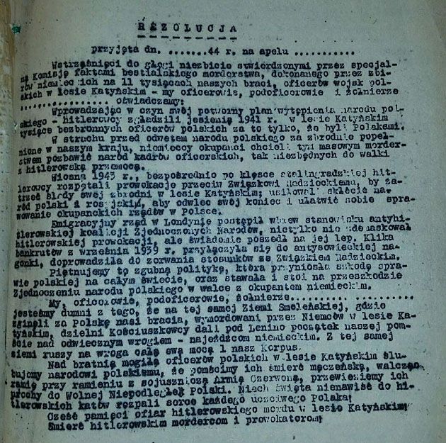 Odezwa kierownictwa LWP (czyli rosyjskich agentów) i kłamstwo katyńskie.