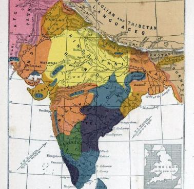 Mapa językowa Indii, 1862