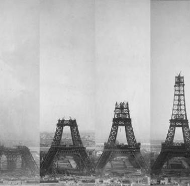 Poszczególne etapy budowy wieży Eiffela (Paryż).