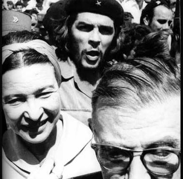 Che Guevara ze znanymi użytecznymi idiotami - Jean-Paul Sartre i jego kochanką Simone de Beauvoir (Kuba).