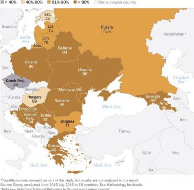 Wiara w Boga w poszczególnych państwach Europy wschodniej i środkowej