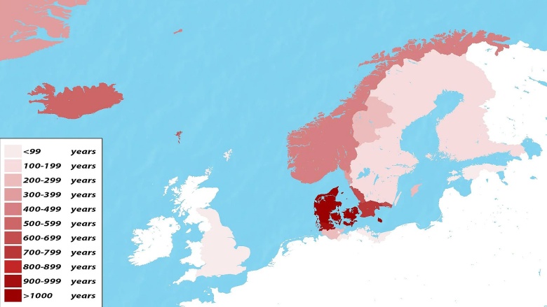 Duńskie imperium od 958 r. n.e. z podziałem jak długo były w posiadaniu Danii