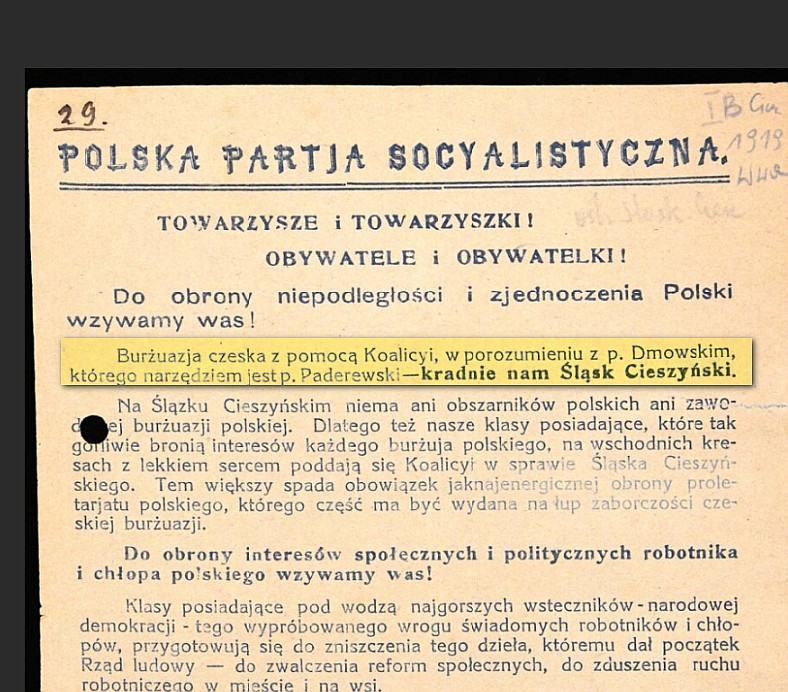 Tracimy Zaolzie - Paderewski narzędziem Dmowskiego! Polska Partia Socyalistyczna Towarzysze i Towarzyszki!
